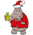cartoon hippo animal character with gift vector image