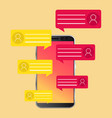 chatting bubble speeches mobile phone chat vector image
