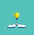 fresh bulb idea launch from open book vector image