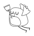 cartoon cute bird with tulip flower in beak vector image