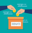 Charity donation box with hands and heart Vector Image