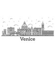 outline venice italy city skyline with historic vector image