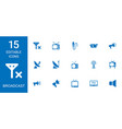 15 broadcast icons vector image