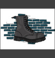 gray boots on a rough soles lacing against vector image