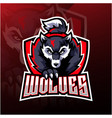 wolf esport mascot logo design vector image