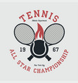 tennis sports apparel with racket and fiery ball vector image vector image