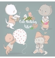 birthday set with cute kittens vector image vector image