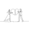 continuous one line drawing heartbroken married vector image vector image