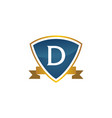 shield ribbon letter d vector image