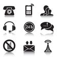 contact black icons set vector image vector image