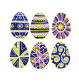 easter eggs set with hand-drawn traditional decor vector image