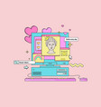 retro pc with interface elements art objects vector image vector image