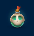 witchcraft glass bottle with skull poison potion vector image vector image