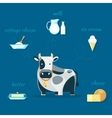 cow and milk products icons vector image