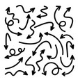 black hand drawn arrows set on white background vector image