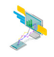 isometric infographic with financial chart vector image