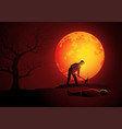 killer wearing hoody digging a grave for his vector image vector image