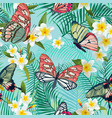 tropical seamless pattern with flowers butterflies vector image
