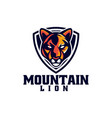 logo mountain lion e sport and style vector image