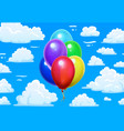 bunch balloons in clouds cartoon blue cloudy sky vector image vector image