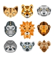 african animals stylized geometric heads set vector image