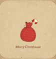 christmas retro postcard with gift bag vector image vector image