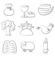 set religious icons symbols in black and white vector image