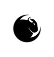 bison or bull logo template with crescent moon vector image