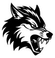 angry wolf head black and white tattoo vector image