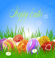easter eggs on green grass vector image