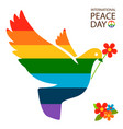 rainbow dove with flower vector image