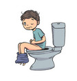boy sits on toilet in morning vector image