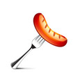 sausage on fork isolated vector image