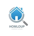magnifier and house logo vector image