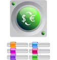 money exchange color round button vector image vector image