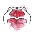 hands represent the heart love vector image