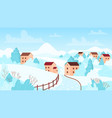 winter snow village landscape snowy scenery vector image