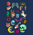 colorful cute sticker collection vector image vector image