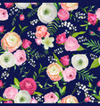 floral seamless pattern with pink flowers vector image vector image