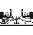 petrol stations on both sides of the highway vector image