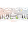 brussels belgium city skyline in paper cut style vector image