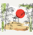 stylish composition with bamboo japanese gazebo vector image vector image