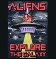 aliens explore colorful poster vintage vector image