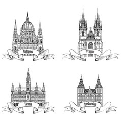 Hanoi Vietnam Landmarks Architecture Building Vector Image Hanoi Vietnam Landmarks Architecture Building Vector Image