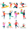 wintertime icons collection vector image