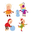 christmas kids playing winter games vector image