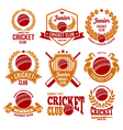 cricket logo set vector image vector image