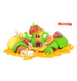 fairytale house sweet fruits 3d cartoon vector image vector image