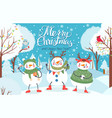 snowman cute funny snowmen in winter clothes vector image