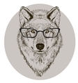 hipster portrait of wolf with glasses vector image vector image